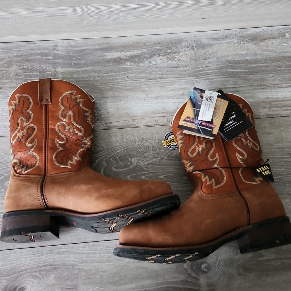 Laredo Mens Edwards Western Work Boot Steel Toe 69436 Size 10 Extra Wide Cowboy